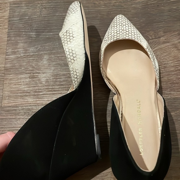 Loeffler Randall Black Suede and Snake Skin Print Black Wedge Heels - Picture 3 of 9